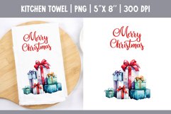 Christmas Kitchen Towel Sublimation Design | Watercolor Gift Product Image 1