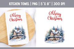Christmas Kitchen Towel Sublimation Design | Winter House Product Image 1