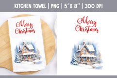 Christmas Kitchen Towel Sublimation Design | Winter House Product Image 1
