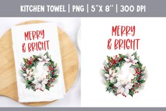 Christmas Kitchen Towel Sublimation Design | Wreath PNG Product Image 1