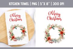 Christmas Kitchen Towel Sublimation Design | Wreath PNG Product Image 1
