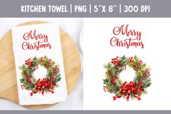 Christmas Kitchen Towel Sublimation Design | Wreath PNG Product Image 1