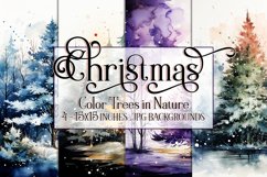 Christmas Backgrounds, 15x15 Watercolor Colorful Trees Product Image 1
