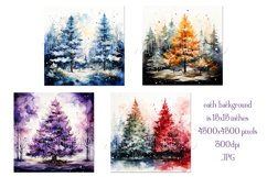 Christmas Backgrounds, 15x15 Watercolor Colorful Trees Product Image 2