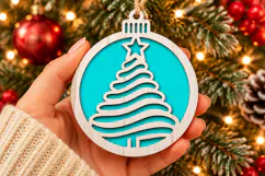 Christmas Wave Tree Ornament SVG, Laser Cut Bauble Star Product Image 2
