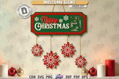 Christmas Welcome Sign Laser Cut | Winter Front Door Decor Product Image 1
