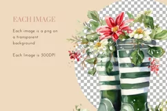 Christmas Wellington Boots | Watercolour Clipart PNG Product Image 3