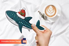 Christmas Whale Shark Sticker, Christmas Underwater Scene Product Image 1