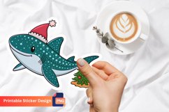 Christmas Whale Shark Sticker, Christmas Underwater Scene Product Image 1