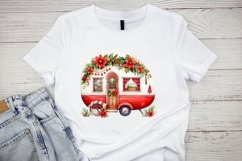 Christmas Whimsical Caravan Watercolor Sublimation Clipart Product Image 5