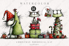 Christmas Whimsical Cat Clipart | Cute Festive Kitties Product Image 1