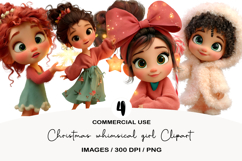 Christmas whimsical girl Clipart Product Image 1
