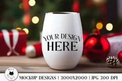 styled photography mockup with wine tumbler in christmas setting