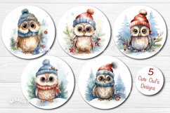 Round Christmas Wind Spinner Bundle with Vintage Santa and Owl PNG. Bundle contains 18 designs PNG