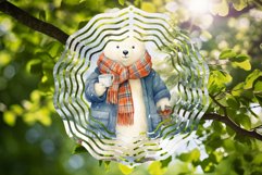 Christmas Wind Spinner Sublimation Bear Round PNG Design