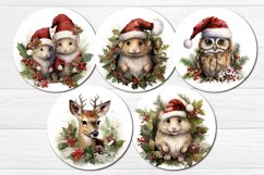 Round Christmas Wind Spinner Bundle contains 106 designs with cute Watercolor Snowman Santa and Owl Keychain PNG. Cute Baby animals and Christmas Flower PNG. 