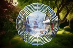 Christmas Wind Spinner Sublimation House Round PNG Design