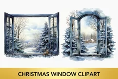 3 png Christmas Window Clipart, Winter Windows Clipart Product Image 2