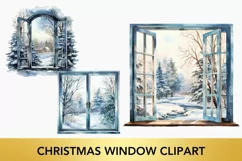 3 png Christmas Window Clipart, Winter Windows Clipart Product Image 1