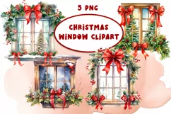Watercolor Christmas Window PNG Clipart Product Image 1