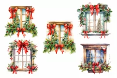 Watercolor Christmas Window PNG Clipart Product Image 2