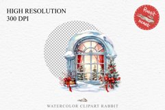 watercolor Christmas Window Door, xmas clipart, sublimation nursery, holiday winter Entry Decor Christmas Window Door Decor Clipart PNG Scrapbooking Nursery wall art card making collage printable files xmas decor junk journal sublimation santa