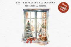 Christmas Window Door Decor Clipart PNG Scrapbooking Nursery wall art card making collage printable files xmas decor junk journal sublimation santa  watercolor xmas clipart, sublimation nursery, holiday winter Entry Decor