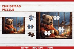 Festive Christmas Bear Puzzle. Bear Sublimation Puzzle Product Image 1