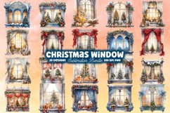 Christmas Window Sublimation Clipart, Christmas Window Clipart, Christmas Window Sublimation, Christmas Window  watercolor, Watercolor Christmas Window, Christmas Window, Christmas Window PNG, Christmas Window Watercolor Sublimation,  Christmas Window Wat