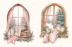 Christmas Windows Watercolor Clipart Xmas Winter Season PNG Product Image 3