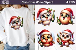 Christmas Wine Clipart | Funny Bird Sublimation Product Image 1