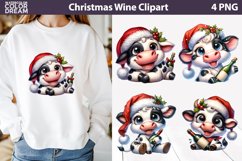 Christmas Wine Clipart | Funny Cow Sublimation Product Image 1