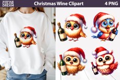 Christmas Wine Clipart | Funny Bird Sublimation Product Image 1