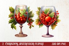 Christmas Wine Cup Sublimation Clipart Product Image 1
