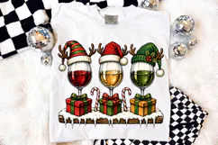 Christmas Wine Glass Trio PNG, Festive Holiday Cocktail Product Image 2