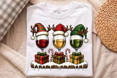 Christmas Wine Glass Trio PNG, Festive Holiday Cocktail Product Image 4