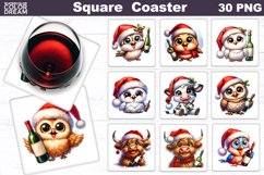 Christmas Wine Square Coaster | Bird Wine Coaster Bundle Product Image 1