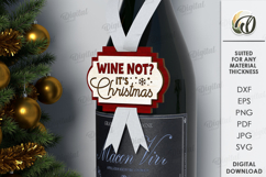 Christmas Wine Bottle Tag Laser Cut. Gift Tag SVG Product Image 1