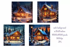 Christmas Backgrounds, 15x15 Christmas Winter Cabin, Snow Product Image 2