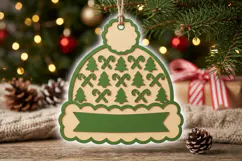 Christmas Winter Hat Ornament SVG File, Candy Laser Cut Product Image 2