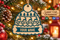 Christmas Winter Hat Ornament SVG File, Dot Cut File Plan Product Image 1