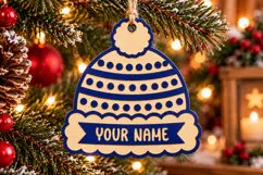 Christmas Winter Hat Ornament SVG File, Glitter Laser Cut Product Image 1