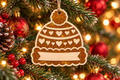 Christmas Winter Hat Ornament SVG File, Heart Laser Cut Product Image 1