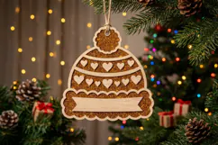 Christmas Winter Hat Ornament SVG File, Heart Laser Cut Product Image 2