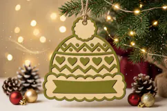 Christmas Winter Hat Ornament SVG File, Heart Laser Cut Product Image 2