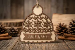 Christmas Winter Hat Ornament SVG File, Snowflake Laser Cut Product Image 2