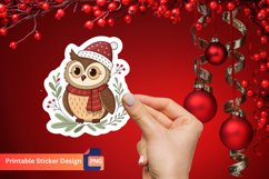 Christmas Winter Owl Sticker, Winter Owl Sticker, Snowy Owl Product Image 1