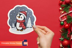 Christmas Winter Penguin Sticker, Winter Penguin Art Product Image 1