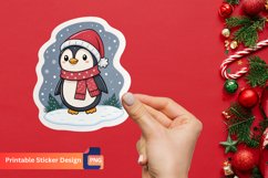 Christmas Winter Penguin Sticker, Winter Penguin Art Product Image 1