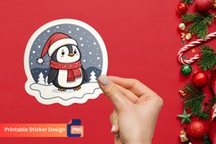 Christmas Winter Penguin Sticker, Winter Penguin Art Product Image 1